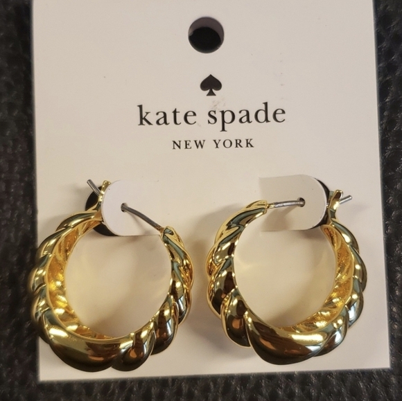 Kate Spade French Twist Gold Hoop Earrings - Picture 2 of 5